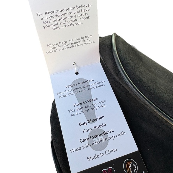 Adhorned NY Vegan Suede Leather Studded Sling Crossbody Bag - Picture 7 of 8